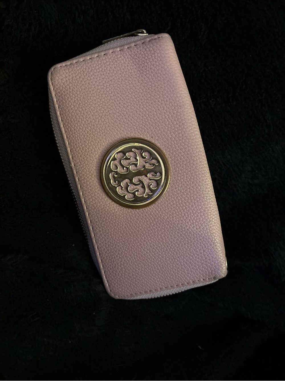 Ardene Pale Baby Pink Zip-Around Wallet with Gold Emblem